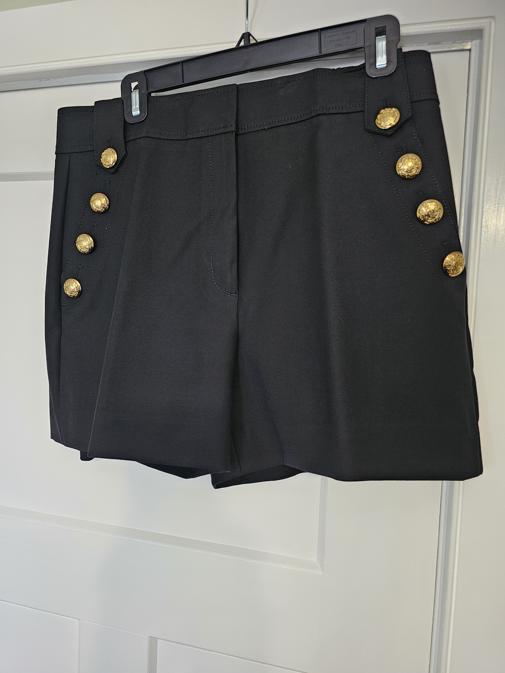 White House Black Market Black High-Waist Shorts with Gold Buttons